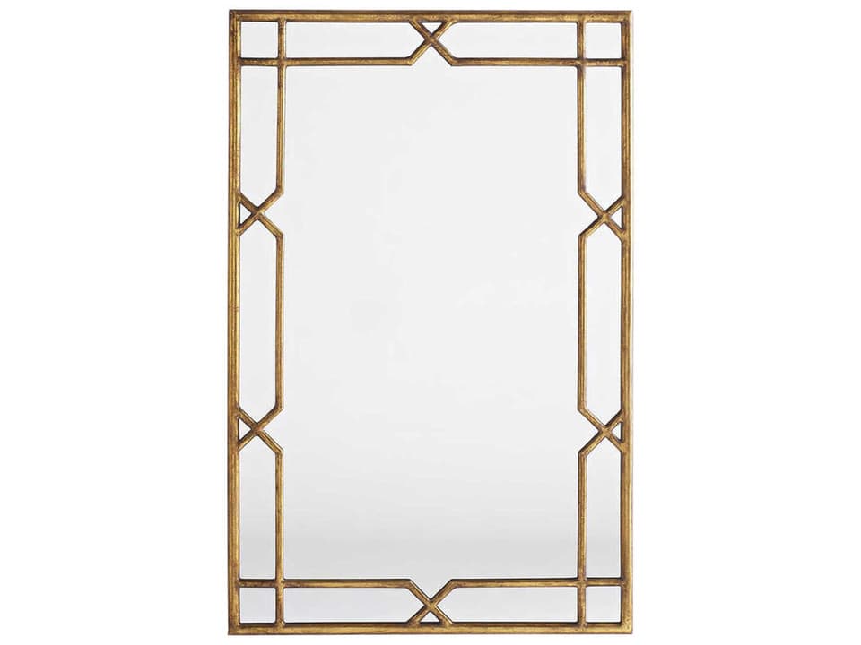 Davi Rectangular Wall Mirror in Distressed Gold