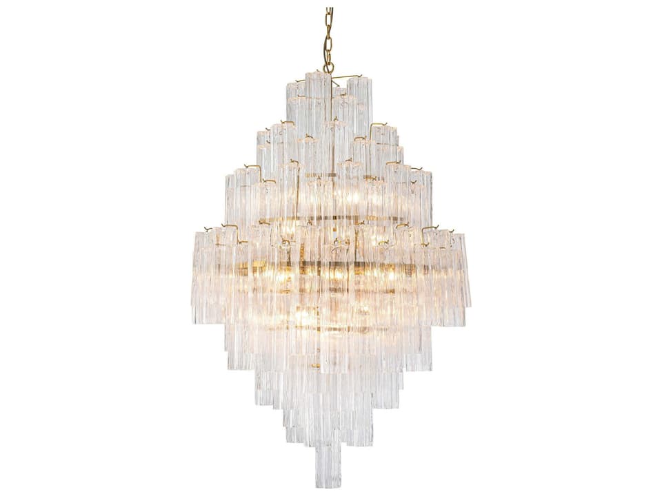Glacier Drop 20-Light Grey Brass Chandelier