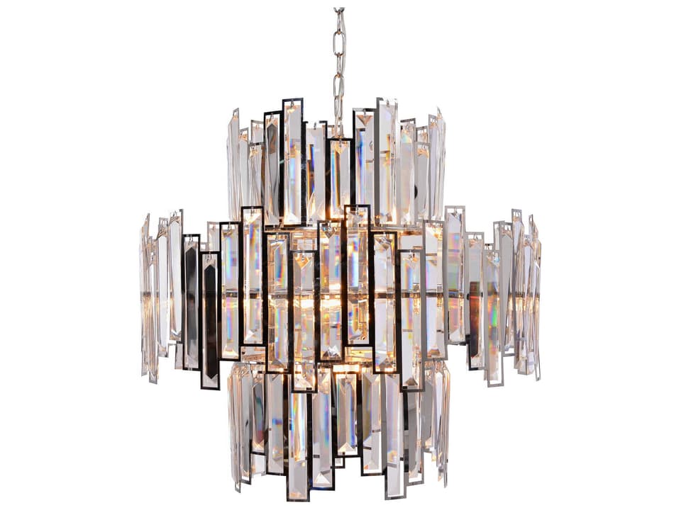 Abstract Crystal 14-Light Chandelier in Chrome Stainless Steel