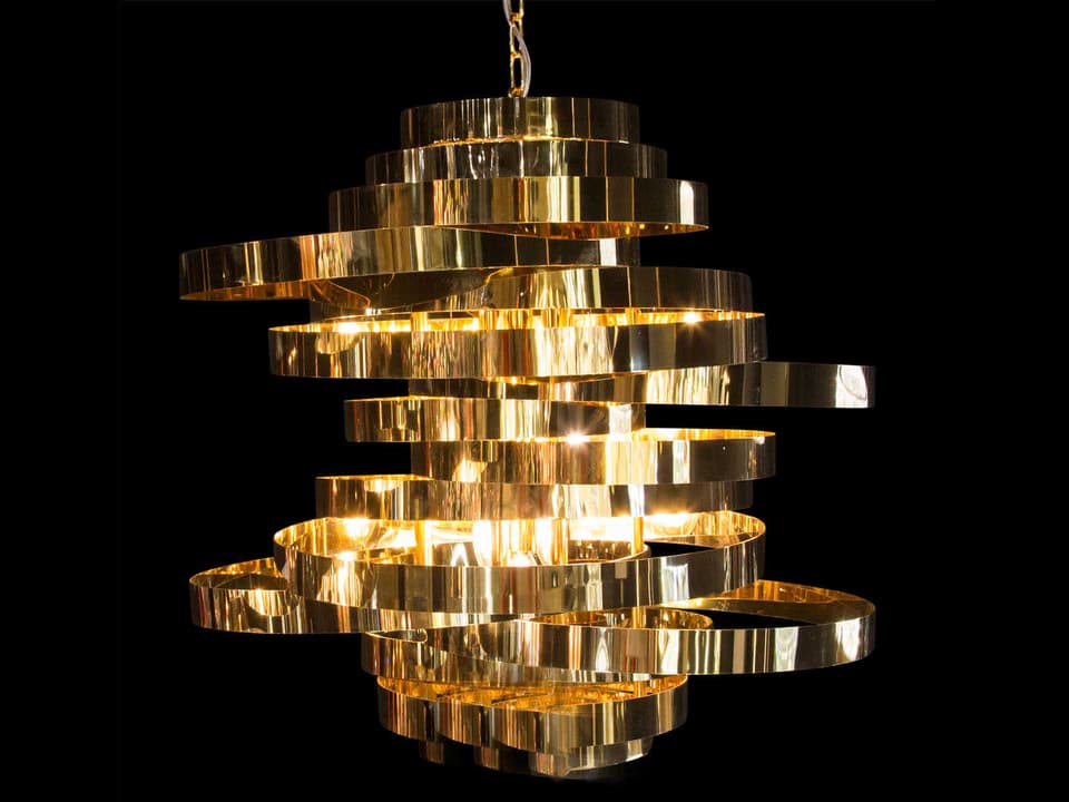 8-Light Hemispheres Chandelier in Gold Stainless Steel