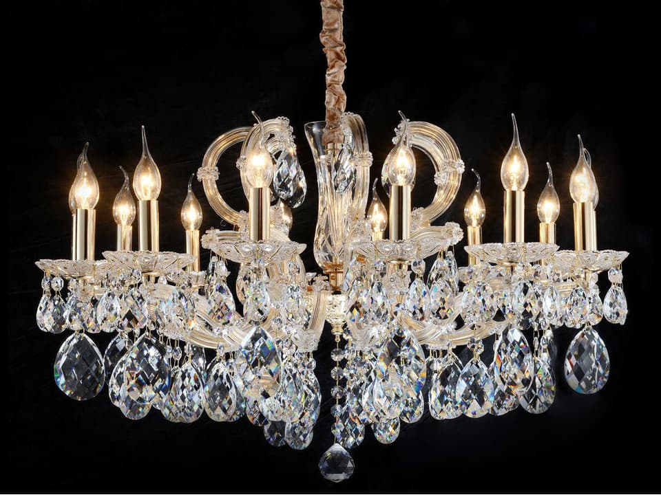 Portola II 14-Light Chandelier in Clear Gold Crystal Glass