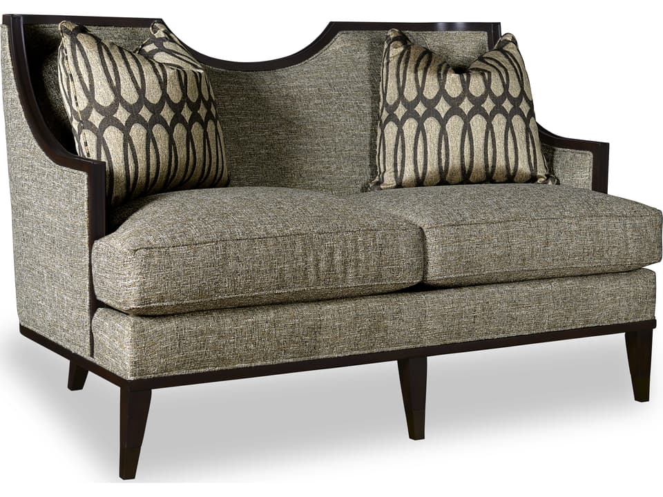 Harper 2-Seat Mineral Upholstered Loveseat with Exposed Wood Frame