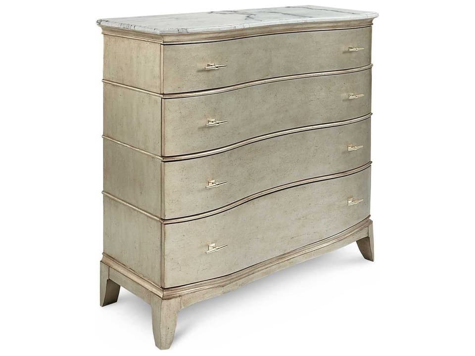 Starlite 4-Drawer Media Chest in Silver with Stone Top