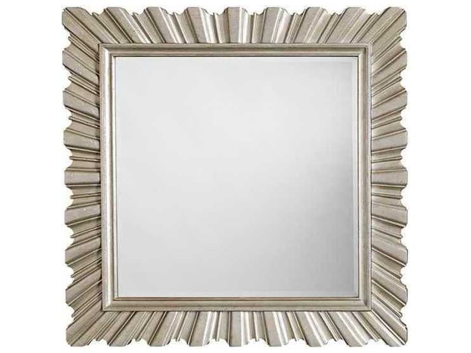 Starlite 42-Inch Square Accent Mirror in Silver Bezel with Carved Frame