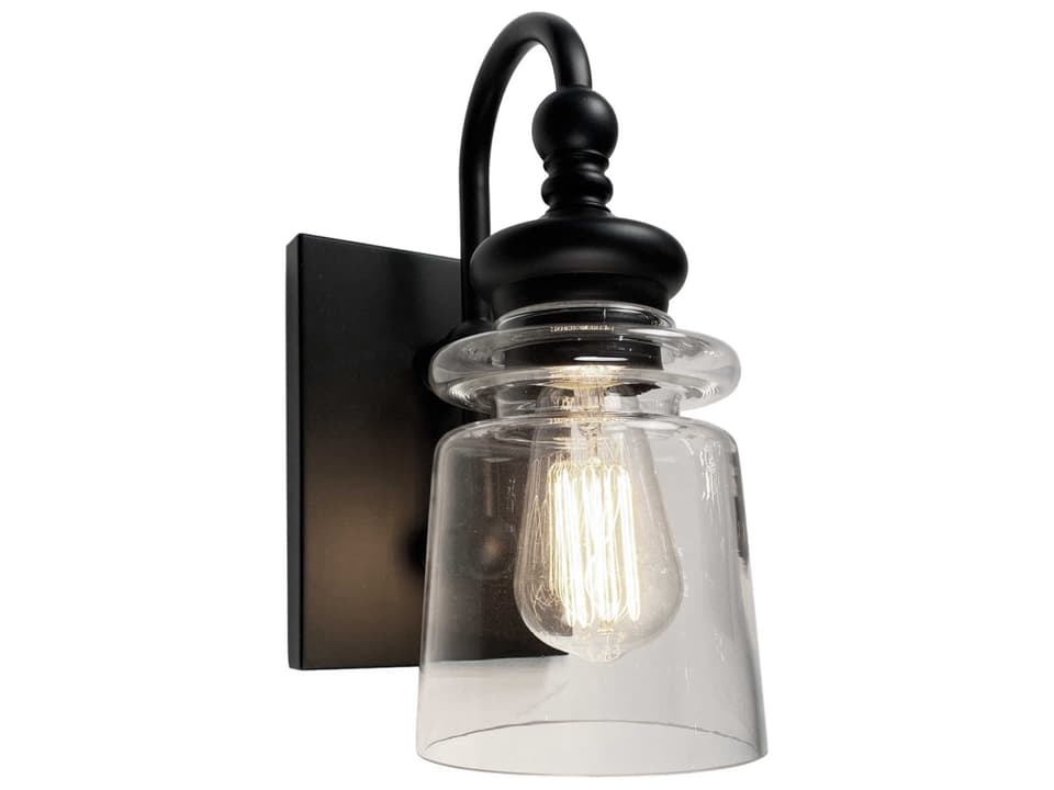 Castara 1-Light Wall Sconce Black Brass with Clear Glass