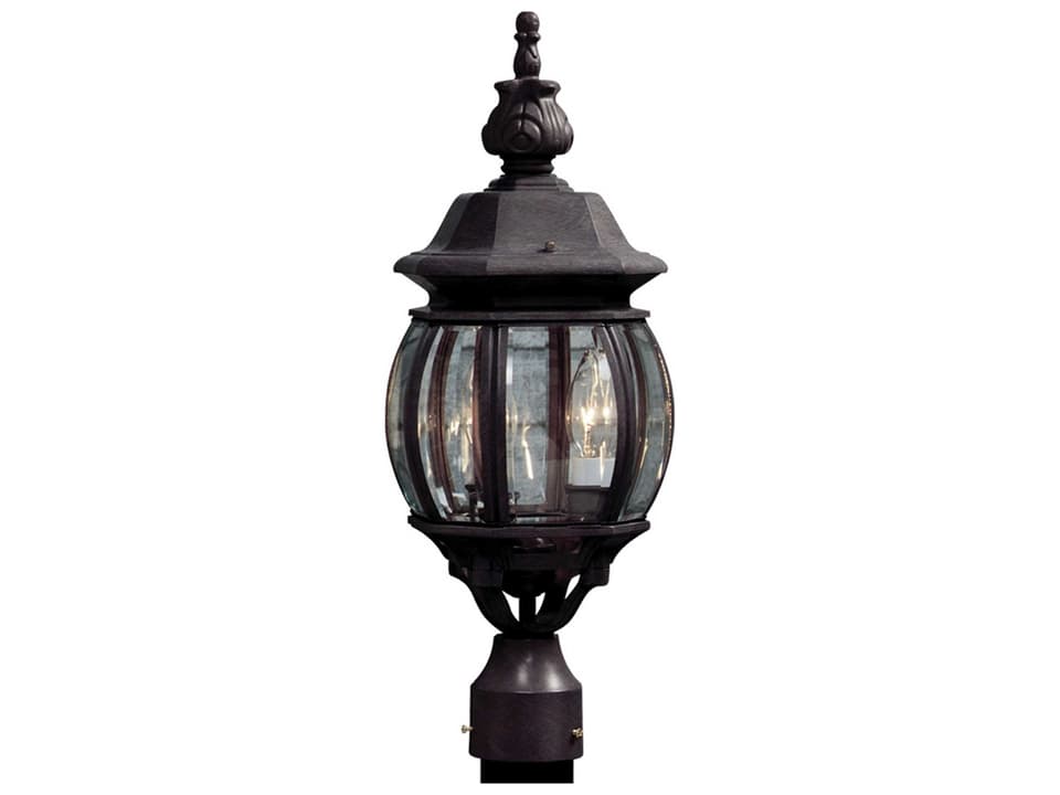 Classico 3-Light Rust Outdoor Post Light with Clear Glassware