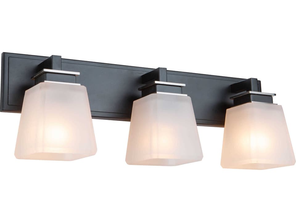Eastwood 3-Light Transitional Bathroom Vanity Light in Black and Brushed Nickel
