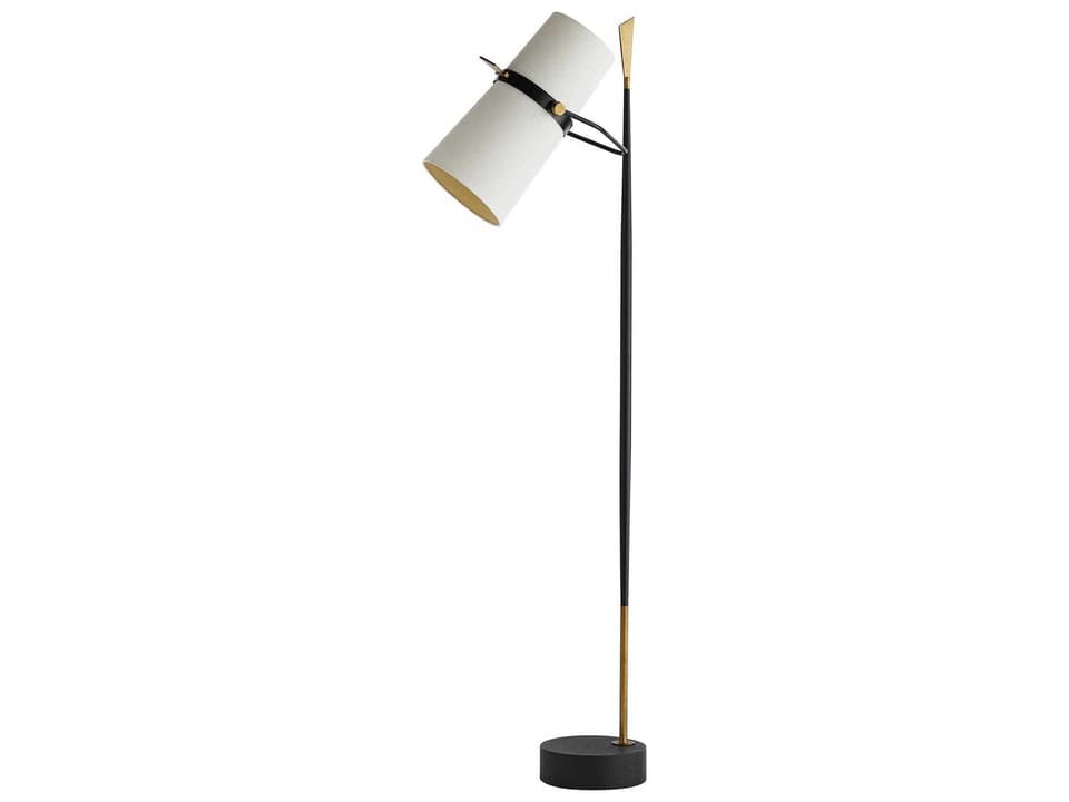 Arteriors Yasmin Two Light Floor Lamp in Antique Black with Linen Shade