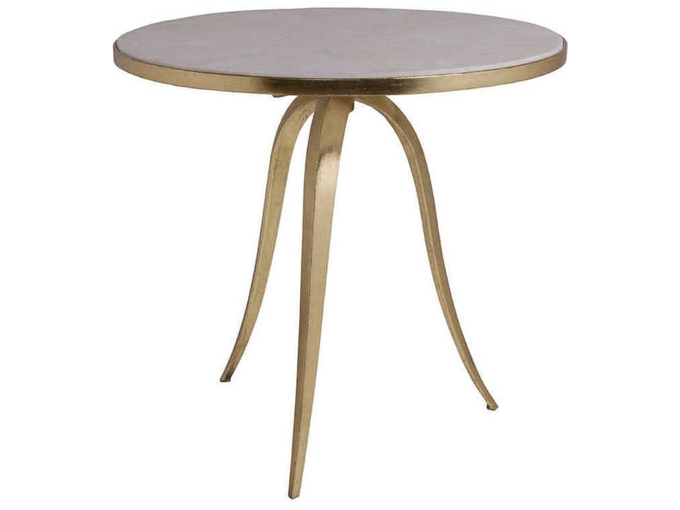 Home Signature Designs Crystal Stone Round End Table in Gold Foil