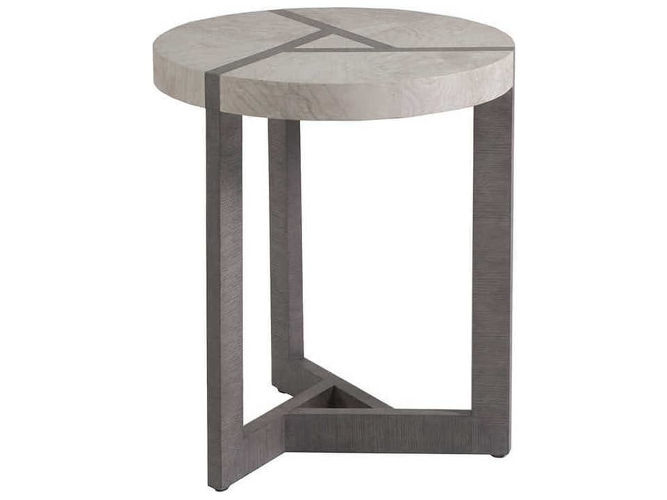 Home Signature Designs Mercury Round Spot Table in Bleached Olive Ash and White Oak