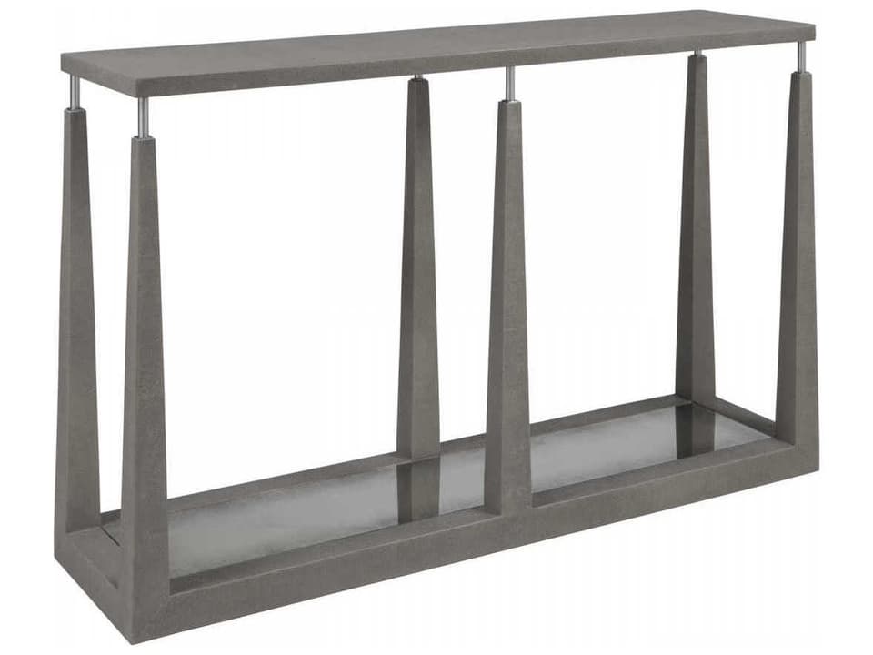 Home Ascension Console Table in Warm Gray Faux Shagreen and Antique Mirror