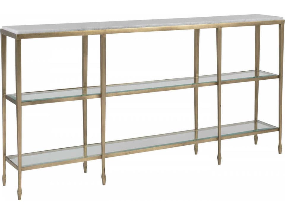 Signature Designs Sashay Gold Rectangular Console Table with Marble Top
