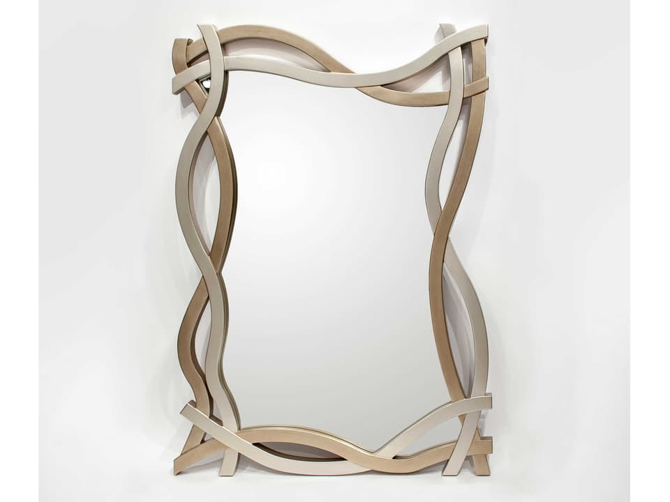 Soft Silver Champagne Rectangular Wall Mirror Handpainted