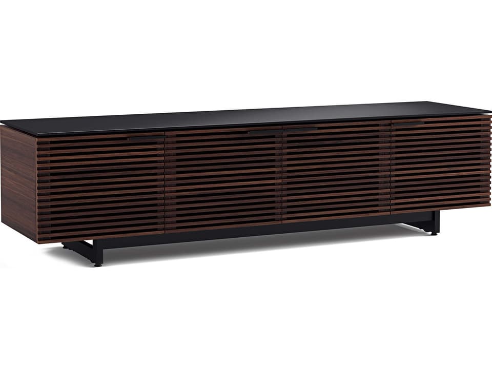 Corridor Low Profile Media Console TV Stand Chocolate Stained Walnut