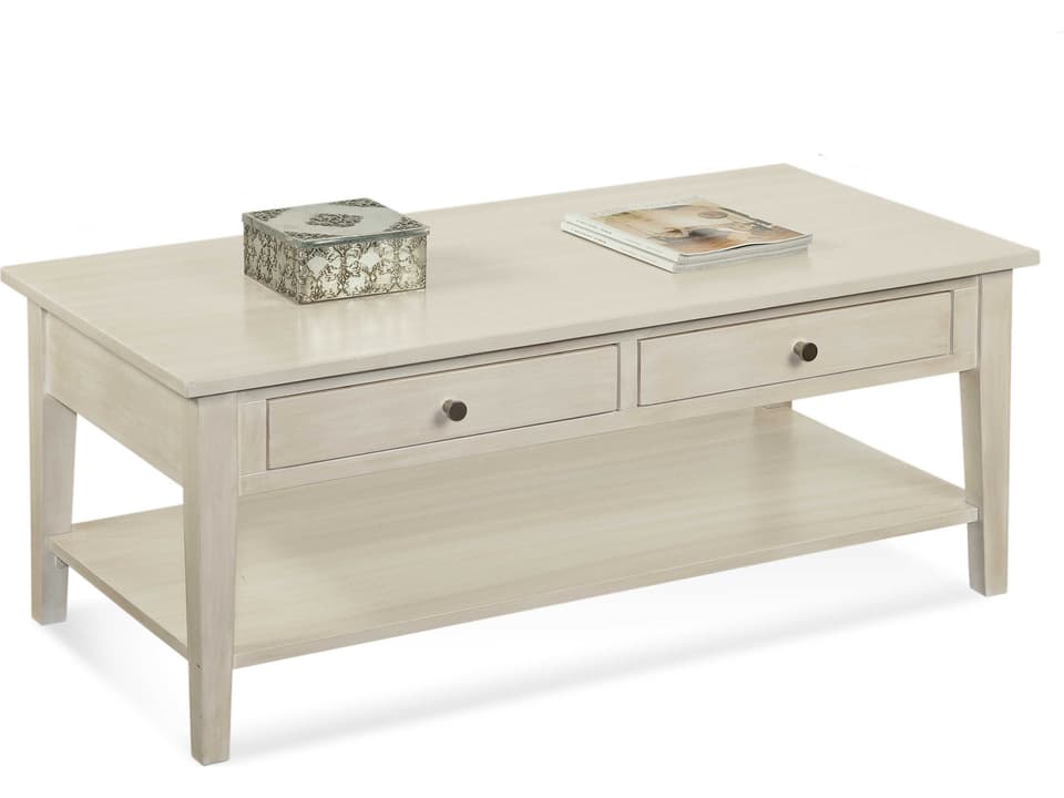 East Hampton Rectangle Coffee Table with Drawers and Shelf