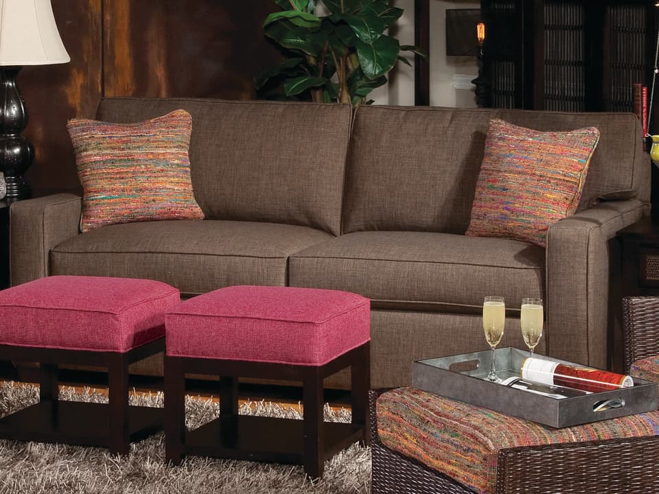 Gramercy Park Queen Sleeper Sofa in Brown Crypton Performance Fabric