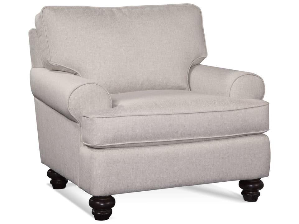 Lowell Upholstered Accent Chair with Rolled Arms and Turned Wood Feet