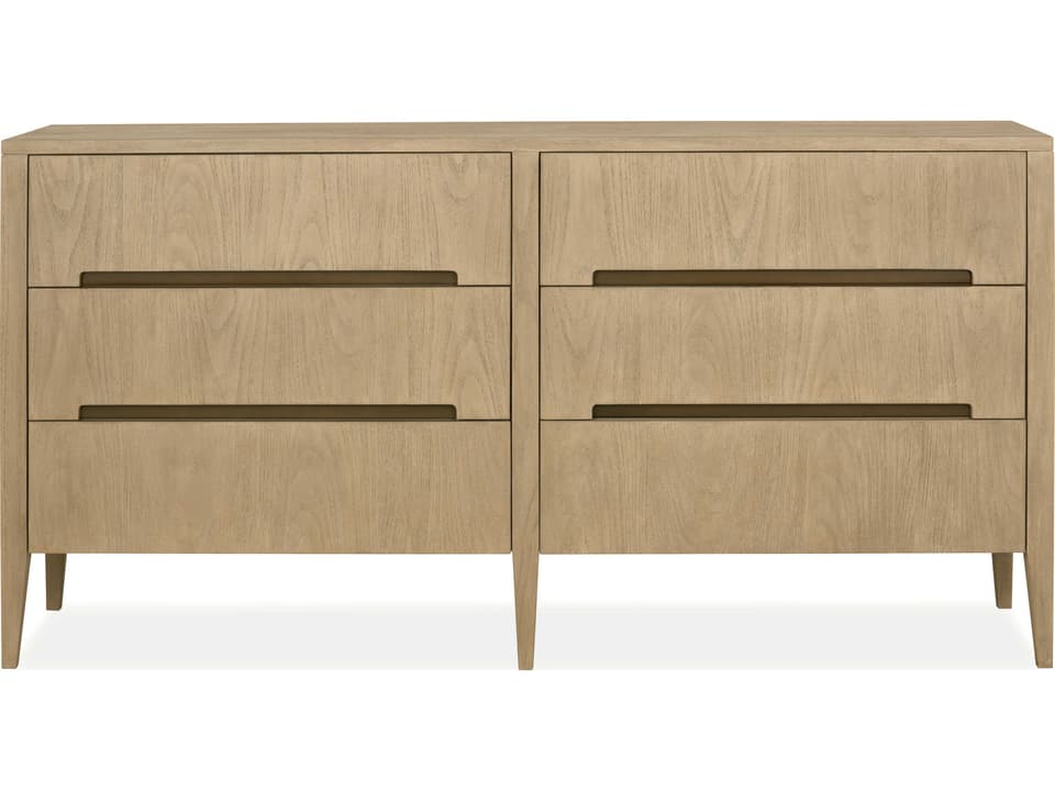 Palmer 6-Drawer Teak Wood Double Dresser in Brown