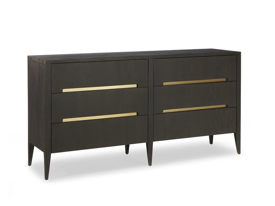 Palmer 6-Drawer Teak Wood Double Dresser in Brown Finish