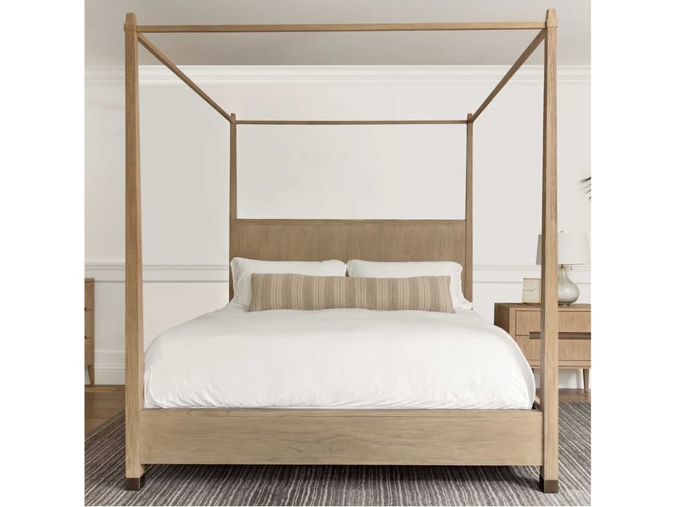 Palmer Beach Brown Teak Wood California King Canopy Bed