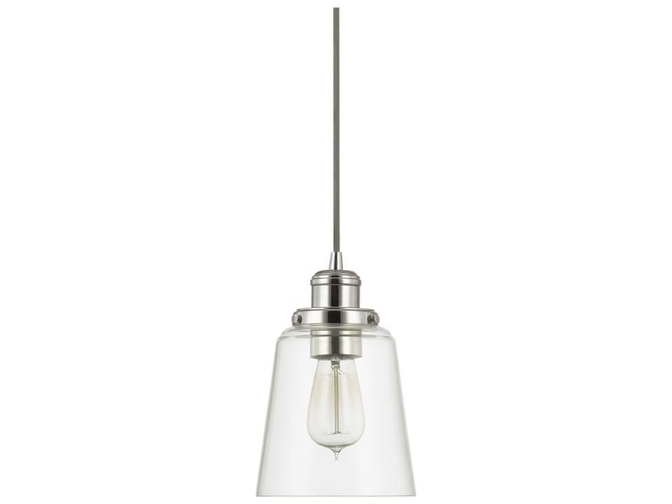 Fallon 1-Light Cone Glass Pendant Light Polished Nickel