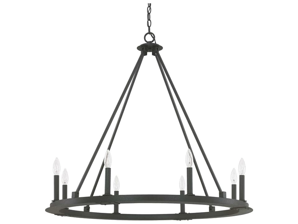 8-Light Pearson Chandelier in Black Iron