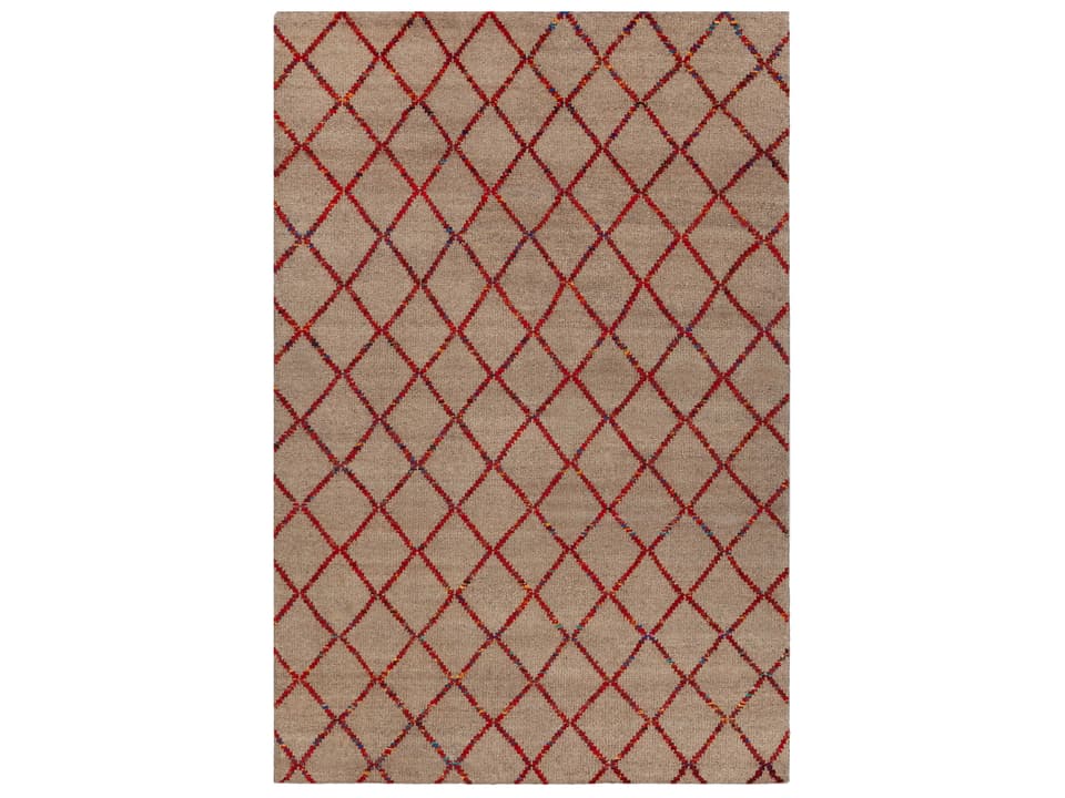 Aarushi Hand-Knotted 7x10 Wool Blend Contemporary Area Rug in Tan and Red