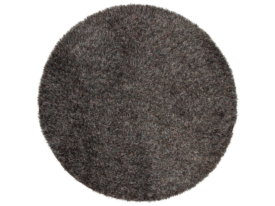 Astrid Round Hand-Woven Shag Polyester Area Rug in Brown Blue Grey