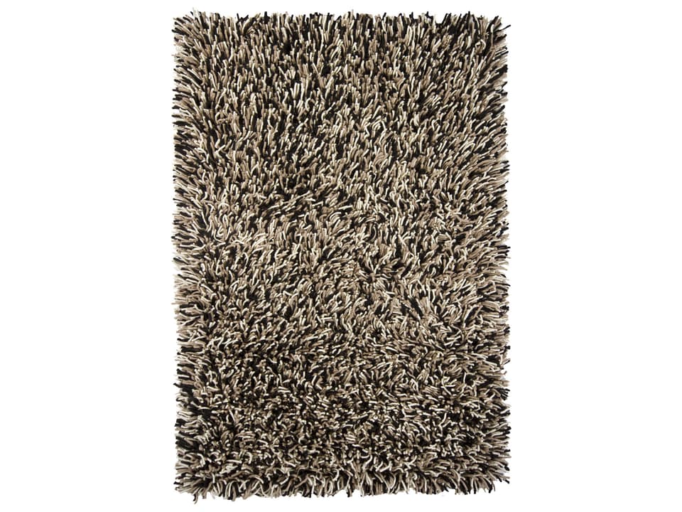 Big Jos Hand-Woven New Zealand Wool Shag Area Rug in Black