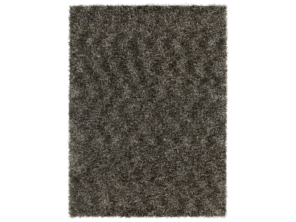 Blossom Hand-Woven Polyester Shag Area Rug in Charcoal Grey and Ivory