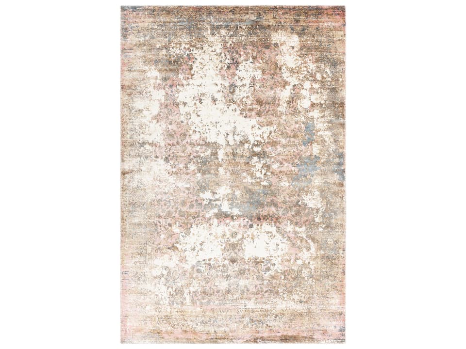 Dawn Hand-Woven Viscose Area Rug in Pink Brown Grey White