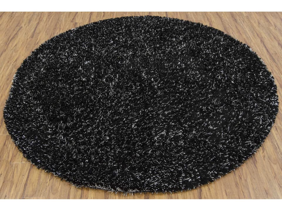 Dior 14401 Round Shag Area Rug in Black