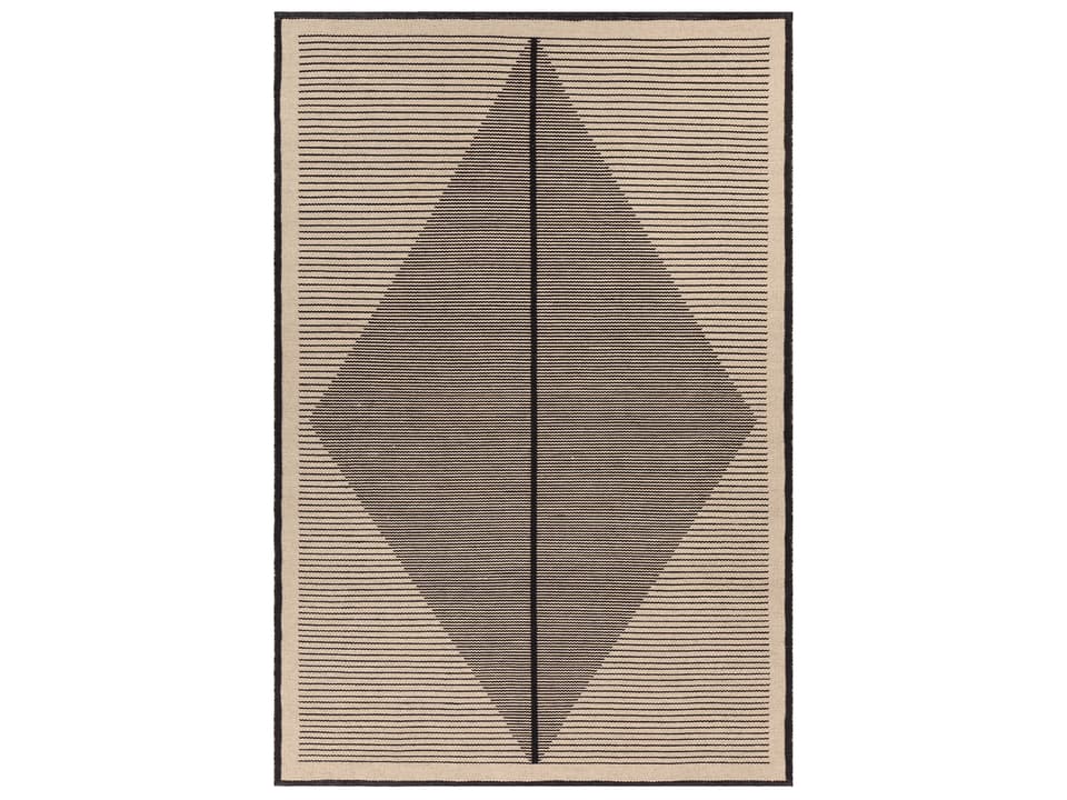 Elyza Hand-Woven Recycled Polyester Area Rug in Beige and Black