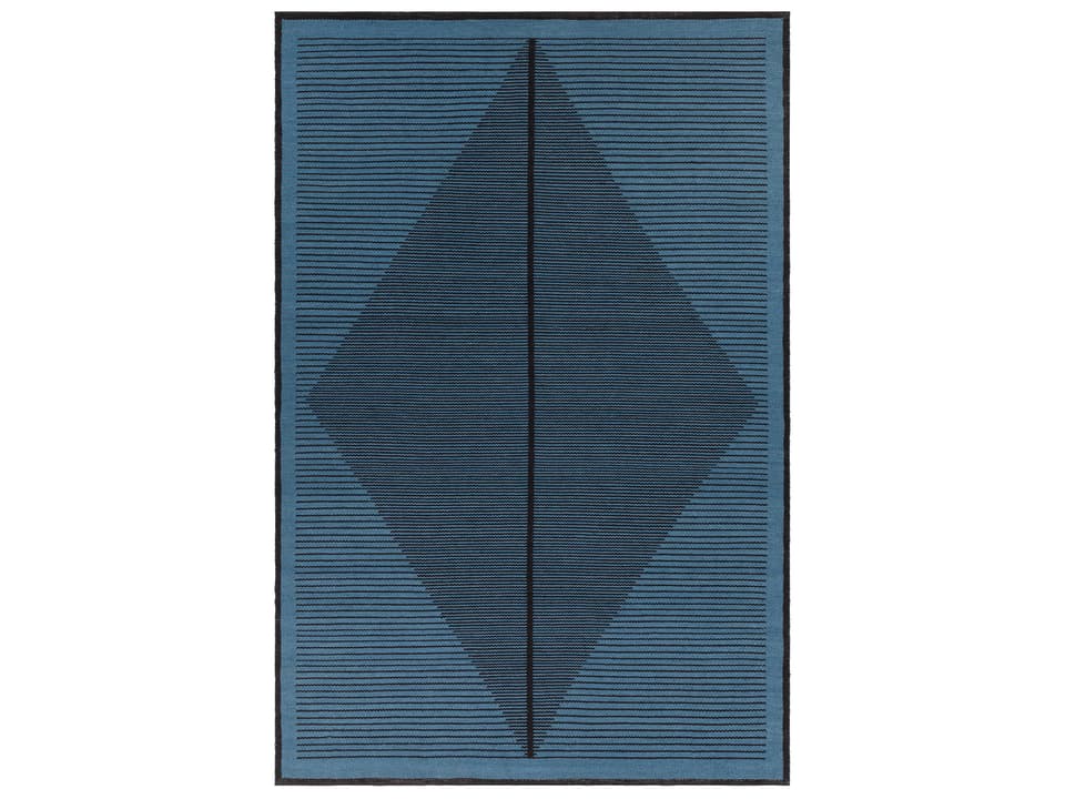Elyza Hand-Woven Recycled Polyester Indoor Outdoor Area Rug Blue Black Stripe
