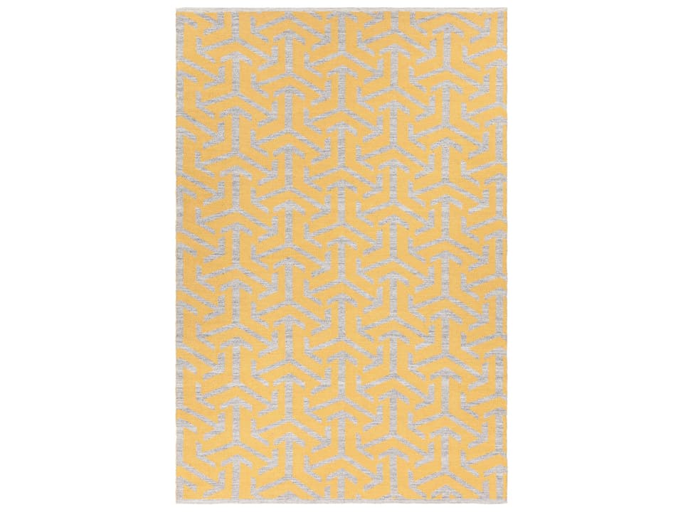 Enaya Hand-Woven Recycled Polyester Area Rug in Gray and Gold
