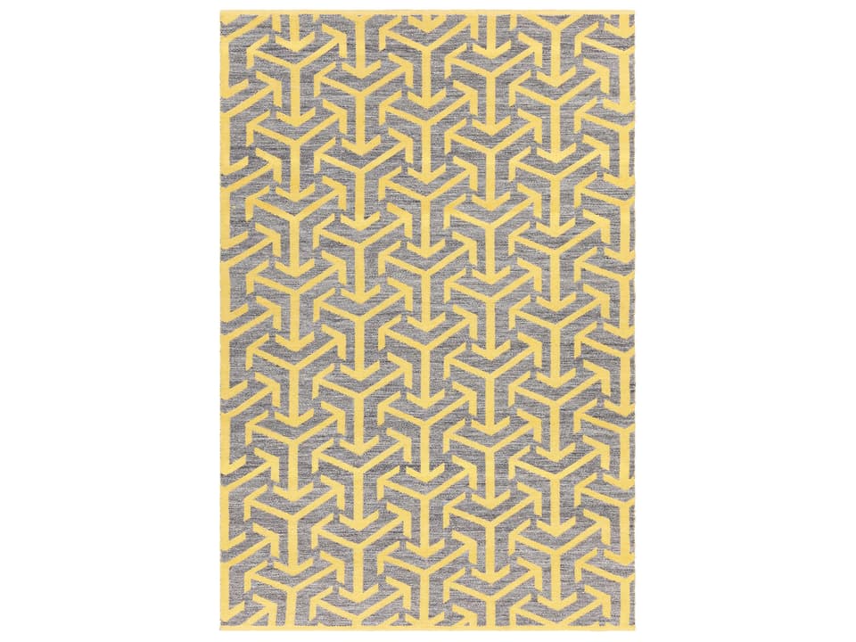 Enaya Indoor Outdoor Hand Woven Recycled Polyester Area Rug Grey Yellow