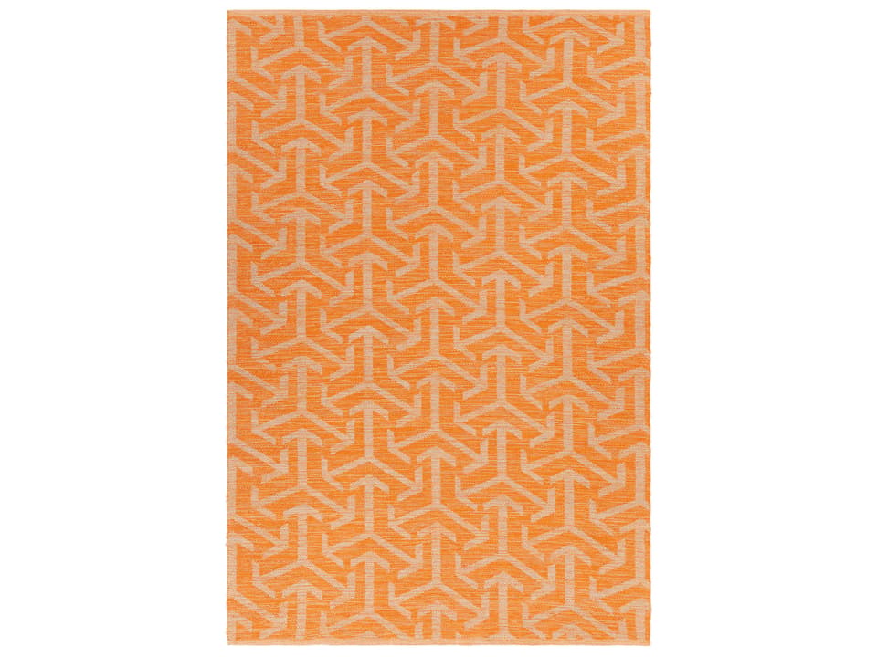 Enaya Indoor Outdoor Hand Woven Recycled Polyester Area Rug Orange Tan