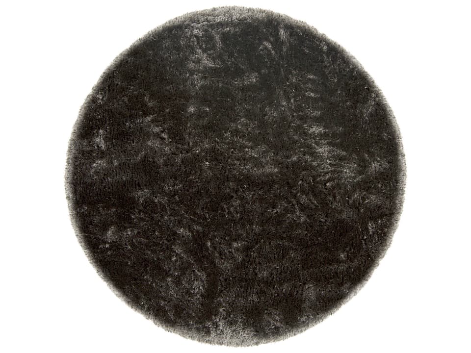 Giulia Polyester Round Area Rug in Charcoal Shag