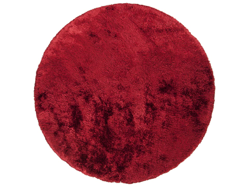 Giulia 7'9" Round Hand Woven Shag Area Rug in Red Polyester