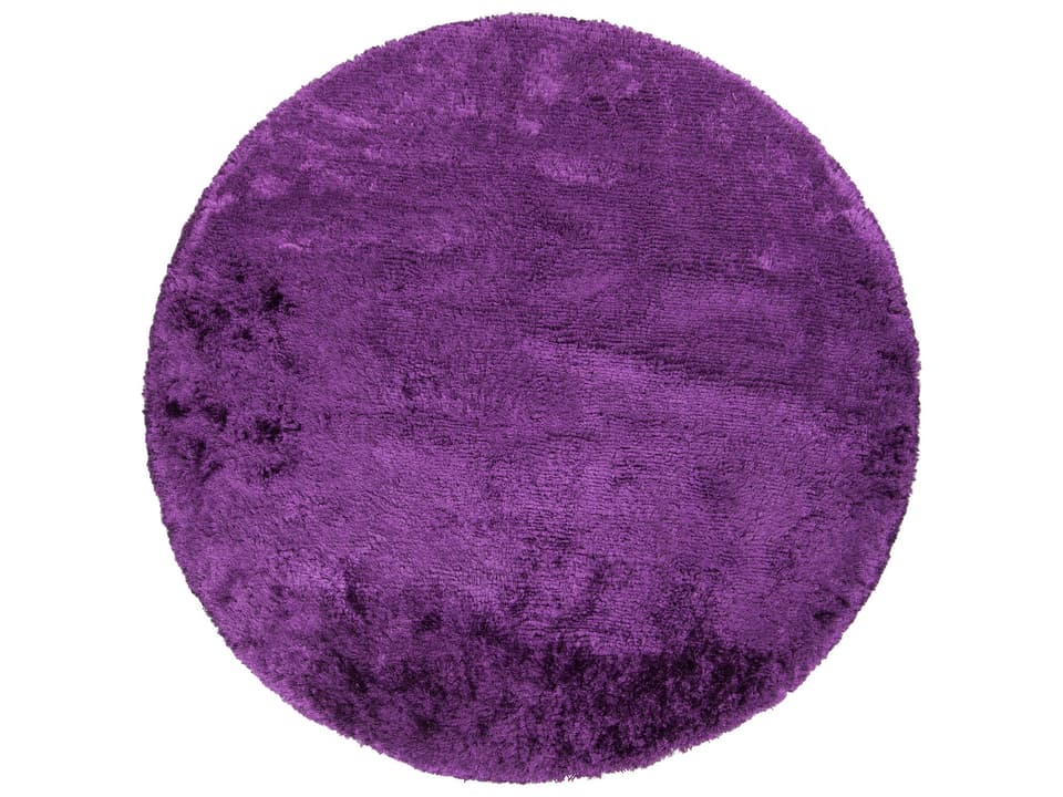 Giulia Dark Purple Round Hand-Woven Polyester Shag Area Rug