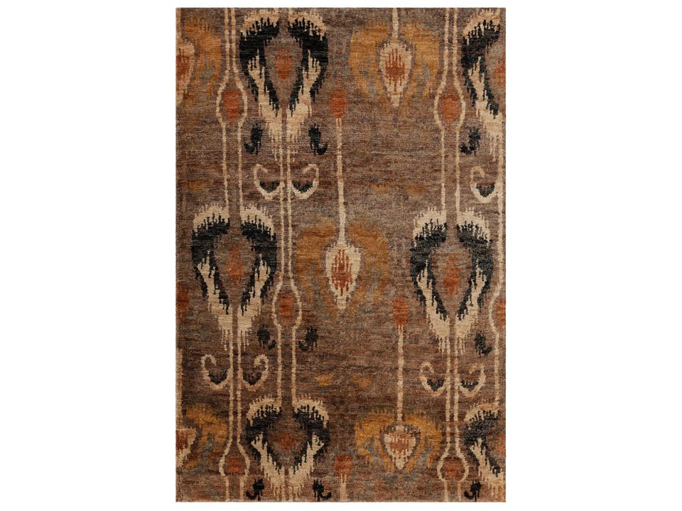 Hetty Hand Knotted Jute Area Rug in Brown Black Gold Orange