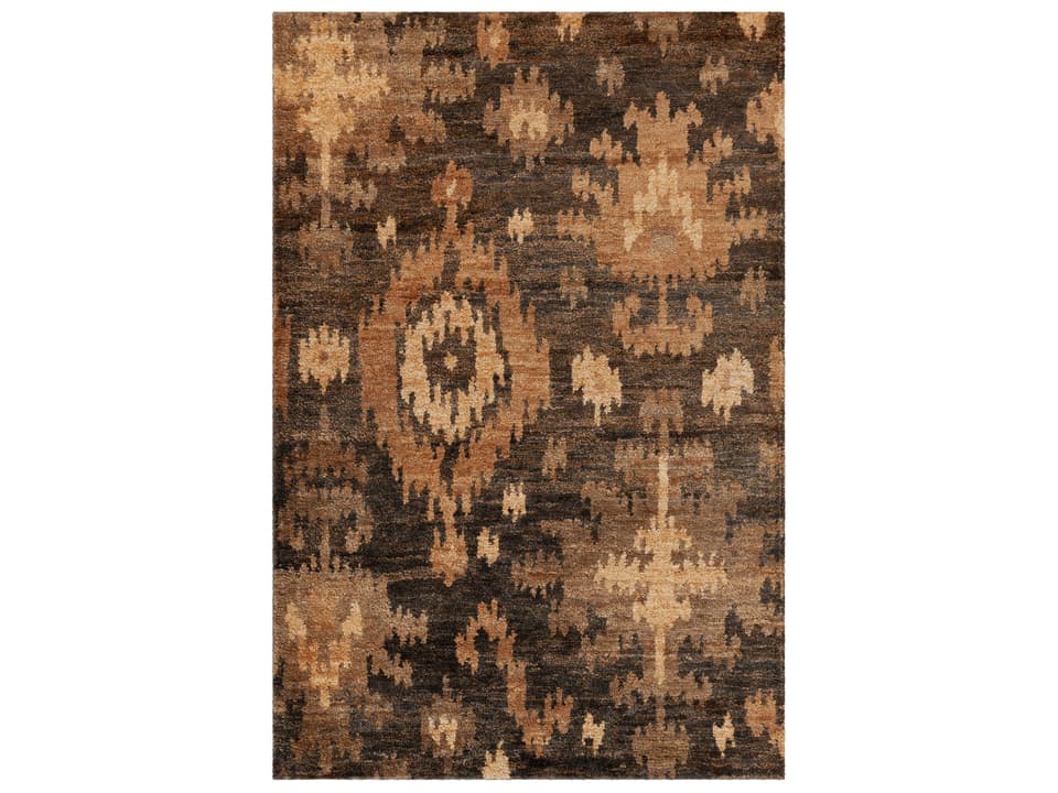Hetty Hand-Knotted Jute Ikat Area Rug in Brown and Gold