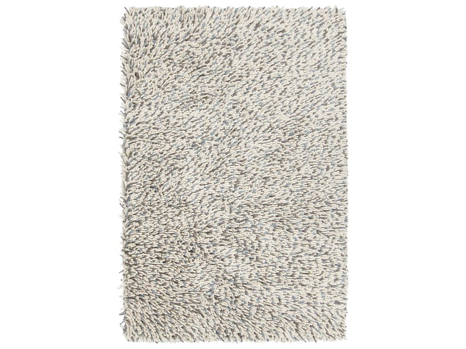 Imogen Collection 100% Wool Hand Woven Shag Area Rug Blue White Grey