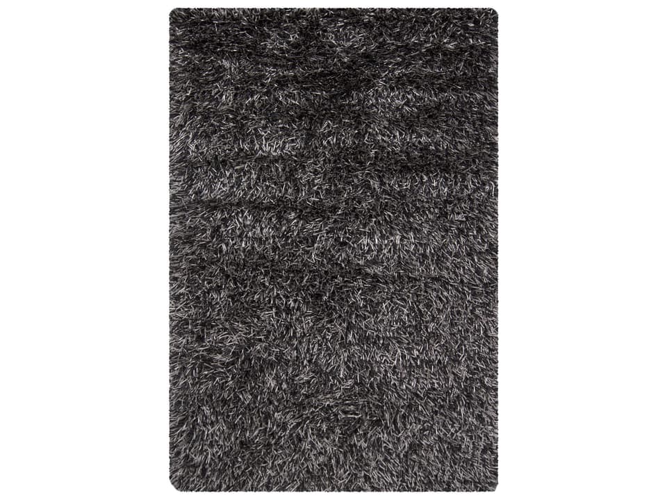 Iris Hand-Woven Shag Area Rug in Taupe Beige and Black Polyester