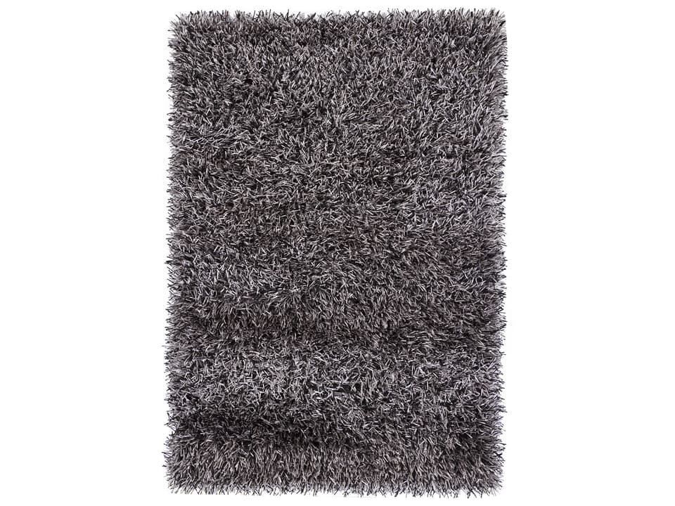 Iris Hand-Woven Polyester Shag Area Rug in Grey