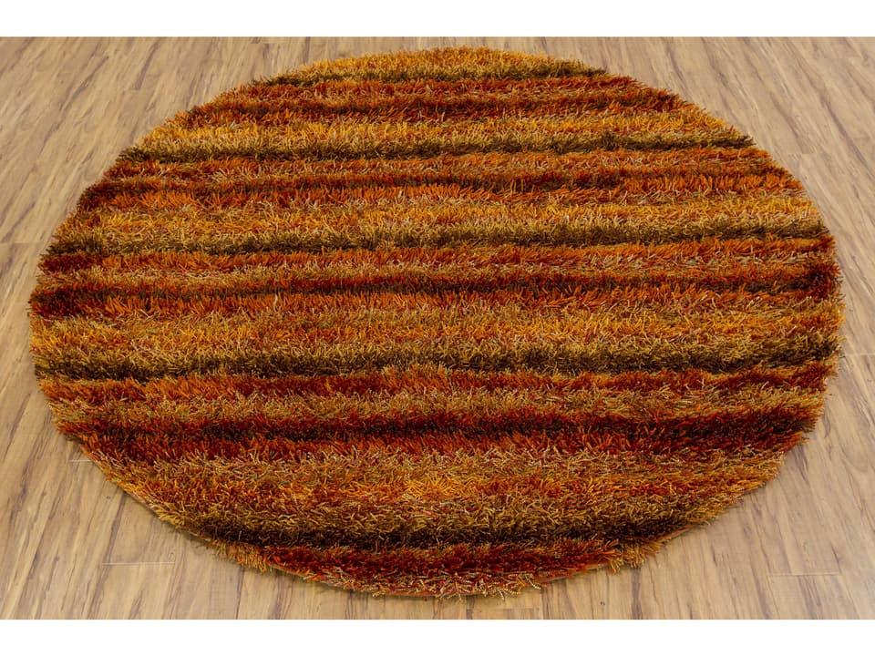 Kubu Hand-Woven Shag Round Area Rug in Multi-Tone