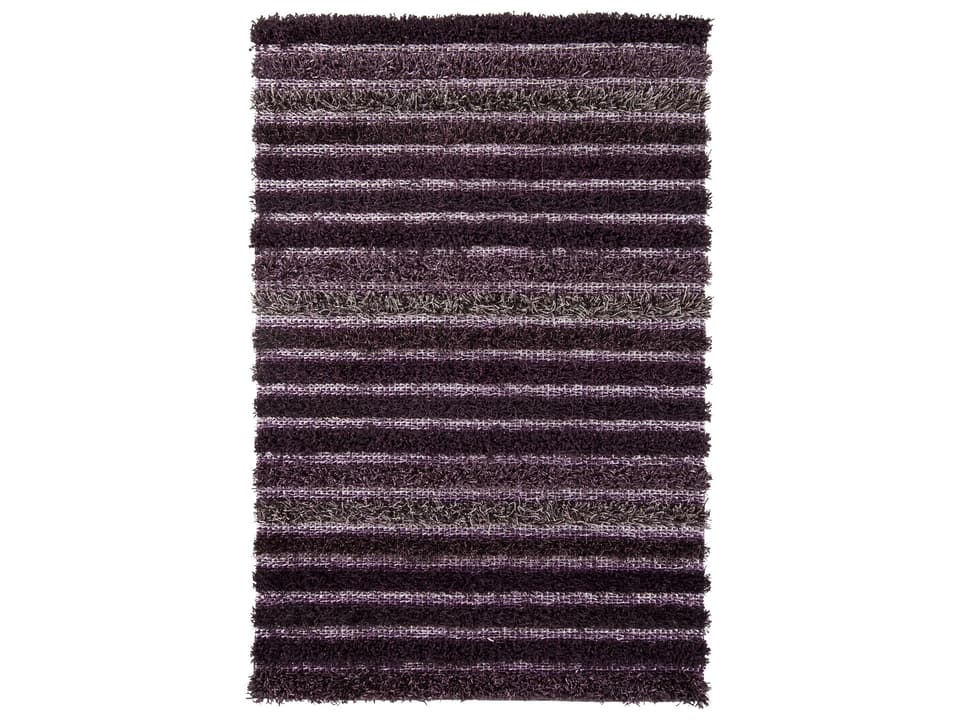 Lavasa Hand-Woven Polyester Shag Area Rug in Purple Black