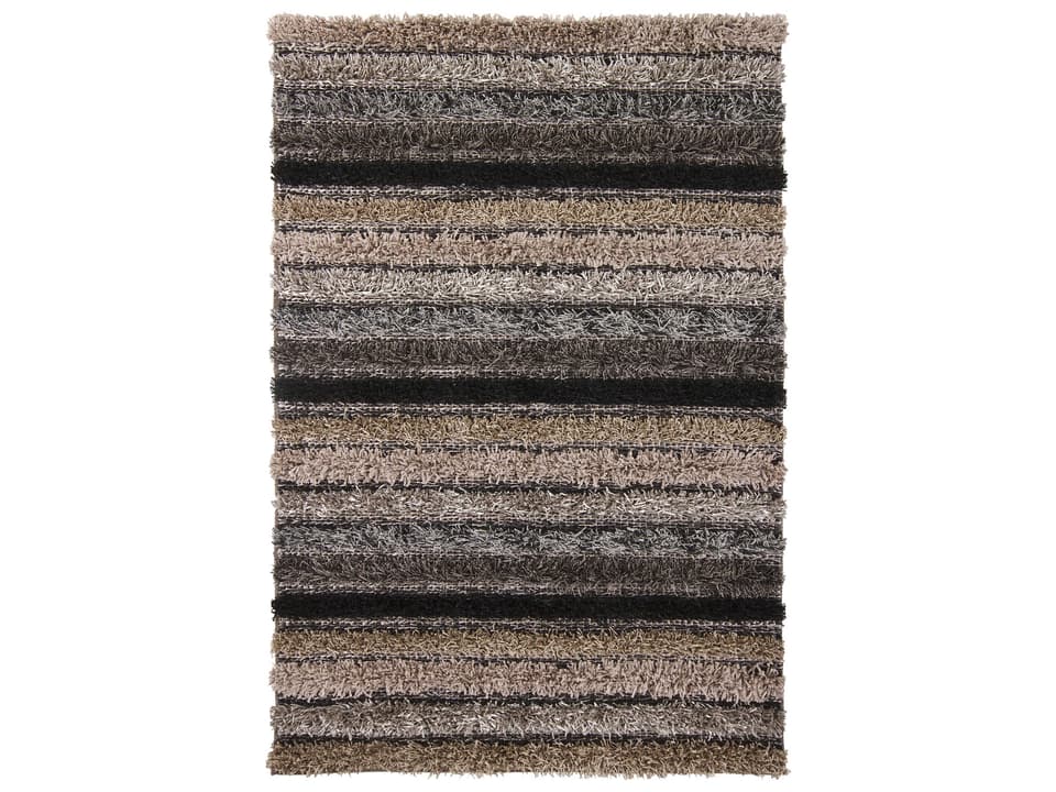 Lavasa Hand Woven Polyester Shag Area Rug Grey Tan Black