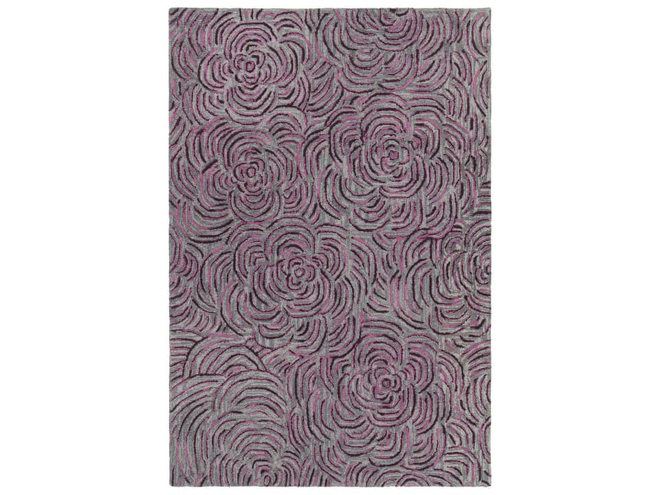 Leia Hand-Tufted Wool Area Rug in Burgundy Grey