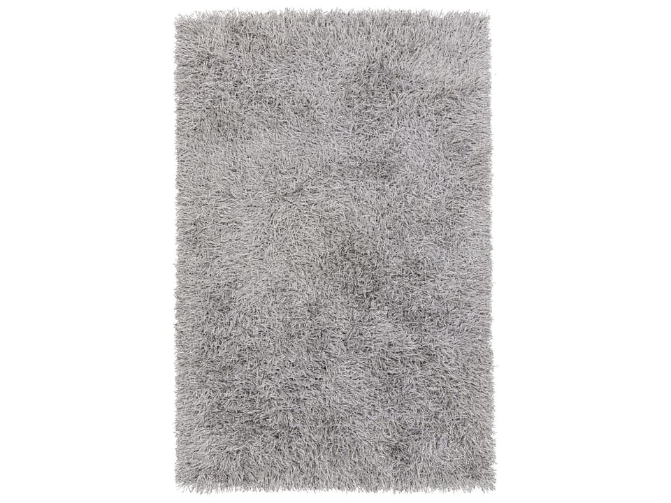 Nora Hand Woven Polyester Shag Area Rug in White and Black